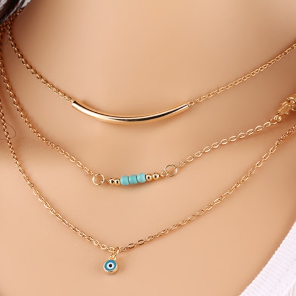 Layered Necklace with Good Luck Charm - Picture 2 of 2